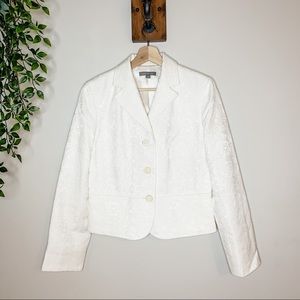 Ann Taylor Floral Print Blazer White Size 6